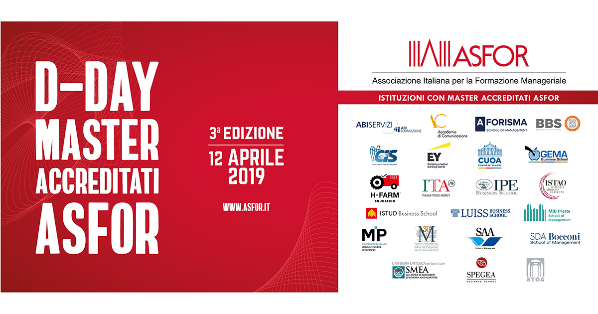 D-DAY Master Accreditati ASFOR: selezioni gratuite Master ISTUD